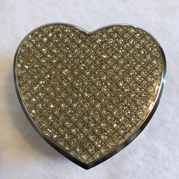 Bowring Silver Tone Heart Shaped Trinket Box with Jewelled Patterned Lid - Picture 2 of 7